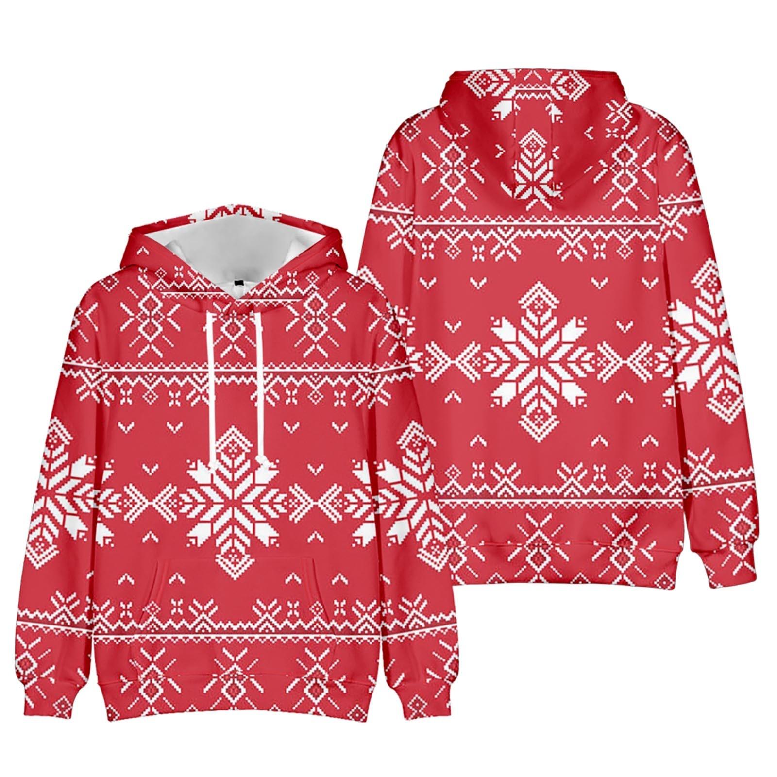 

Свитер с капюшоном с рождественским принтом и длинными рукавами для мужчин и женщин весной и осенью M