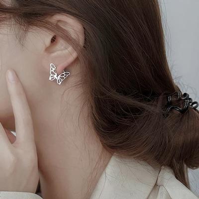 925 Silver Ring Earrings Daily Frame Butterfly Ring