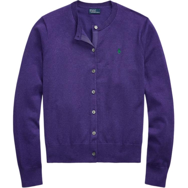 Polo Ralph Lauren FW24 Solid Color Logo Embroidered Single-Breasted Long Sleeve Knit Sweater Women Sweater Purple WMPOSWENDW20295-500