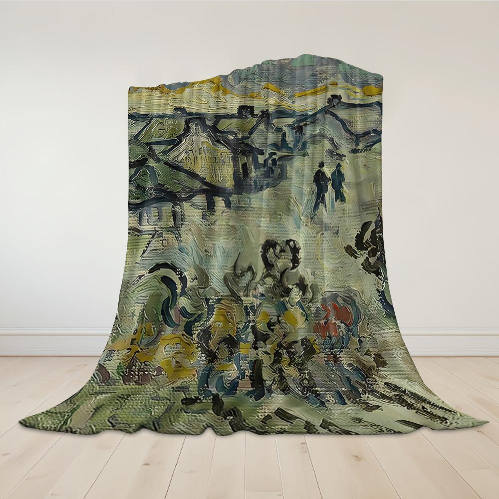 Reminiscence of Vincent Flannel Blanket Warm Soft Halloween Christmas Couch Warm Cozy Decorative Decor Gift for All Season