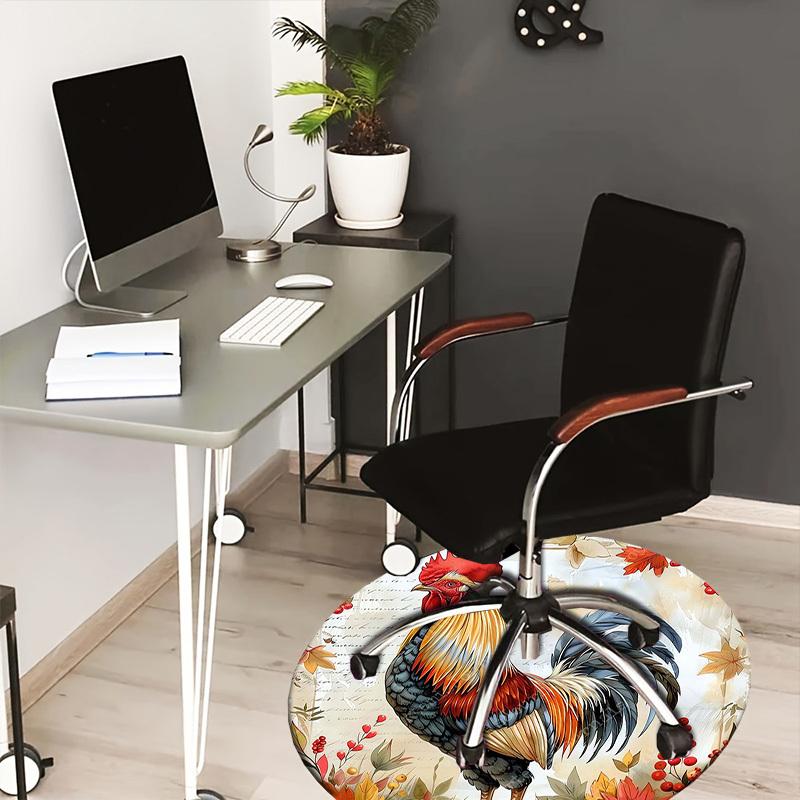 

1pc Office Carpet Chair Mats Autumnal Rooster with Berries and Leaves Perfect for Decorating Office Chairs, Living Rooms, Or Bedrooms.YDT271 80cm by 80cm