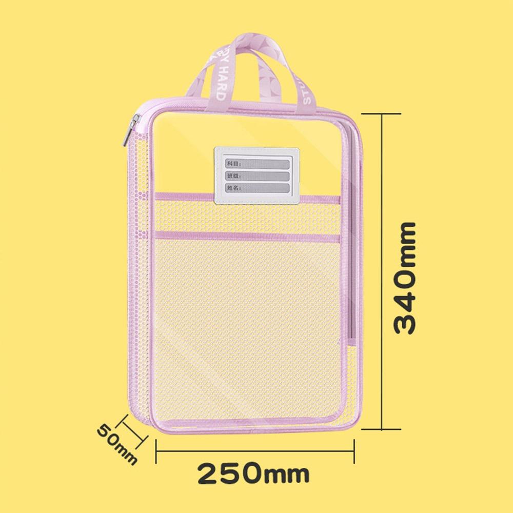 Portable Mesh A4 File Folder Waterproof L-shape Large Opening File Bag Dopamine Color Large Capacity File Organizer Students