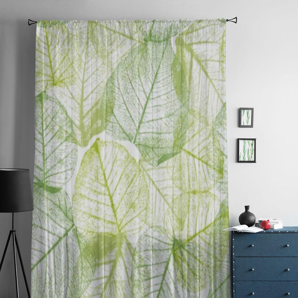 Blumenblätter Grün Tüll Sheer Fenster Vorhänge Für Wohnzimmer Die Schlafzimmer Moderne Chiffon Voile Organza Vorhänge Decor Vorhänge