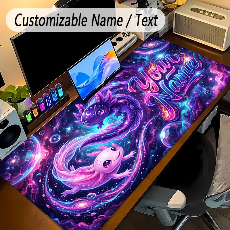 Astronaut Space Theme Personalized Mouse Pad Custom Name Text Non Slip Desk Pad For Laptop Office Desktop