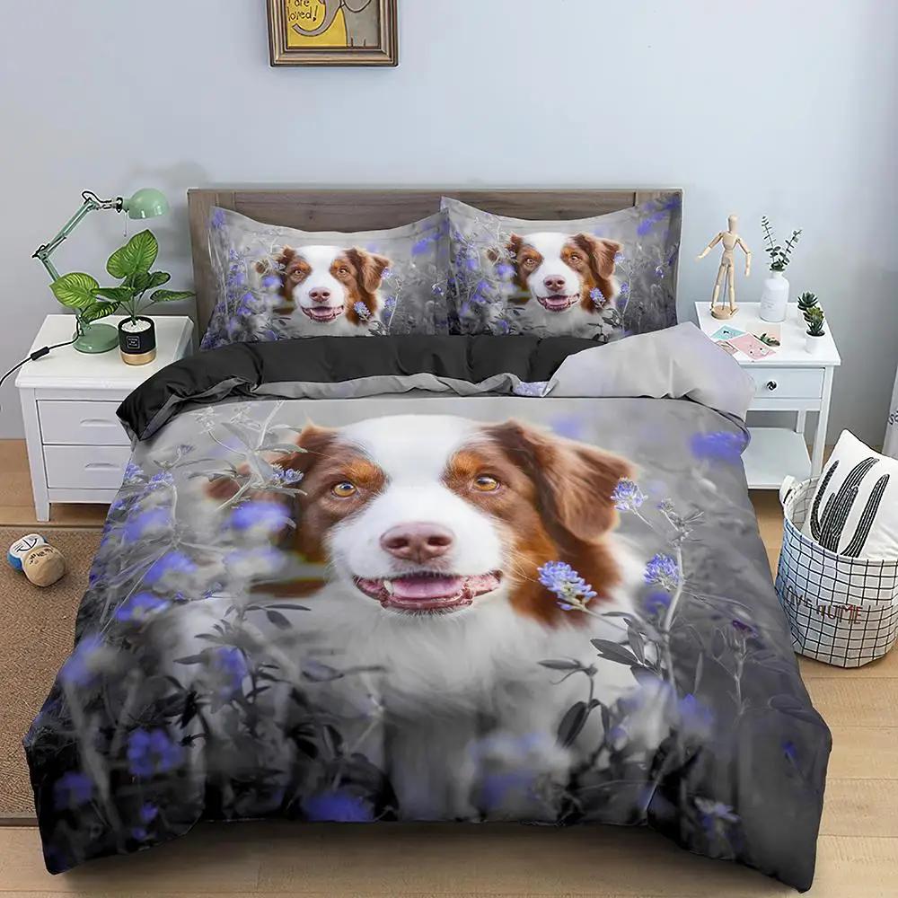 Comforter Dog Golden Retriever Queen Size Bedding Set For Boys Girls Microfiber 3D Pet Themed Animal Funny Dog