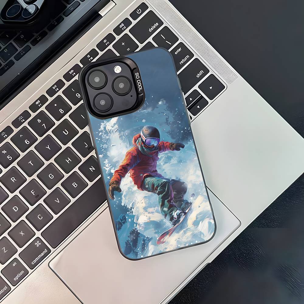 

Skiing Snow Snowboard Ski Phone Case For iPhone 17,16,15,14,13,12,11,Pro,XS,Max,Plus,Mini,SE4,E Black Matte Shockproof Cover iPhone15PRO