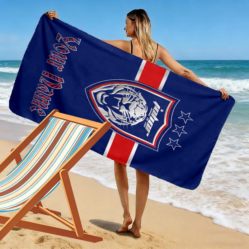 Name Custom Johor Darul Ta'zim FC Print Beach Towel, Large Soft Quick Dry Towel for Beach Camping Swimming