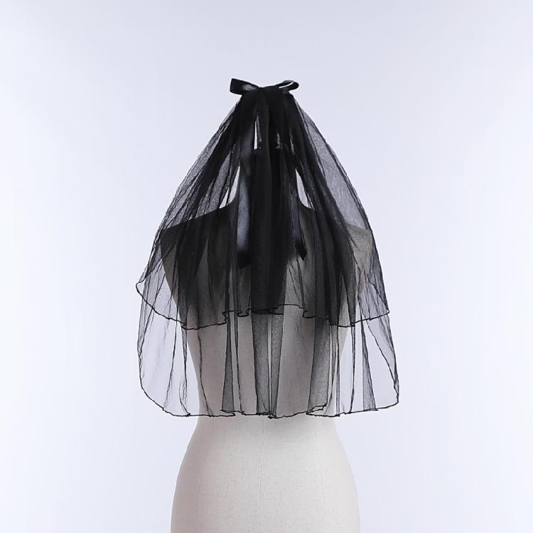Dark Series Black Mesh Veil for Halloween Masquerade Party Bride Dress Up Wedding Veil for Parties Festival Props
