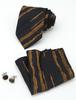 Gestreiftes Krawatten-, Einstecktuch- und Manschettenknöpfe-Set - Business Formal, 8,5 cm breit, Anzugzubehör