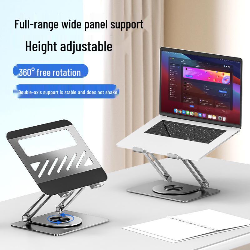 360° Rotating Foldable Laptop Stand - Portable Metal Desktop Riser with Cooling Feature