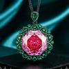 Šperky Měděné Dno Zlacené Simulace Růže Chepala Zelená Černá Zlatá Osobnost Přívěsek Náhrdelník Hlavní Kámen 18Mm
