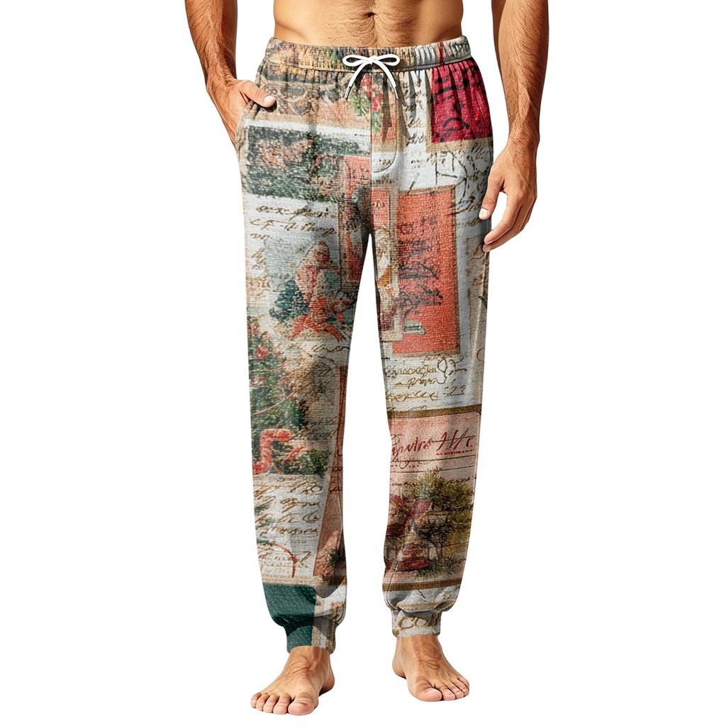 Men's Christmas Print Sleep Pants for Fall and Winter Comfort Wear