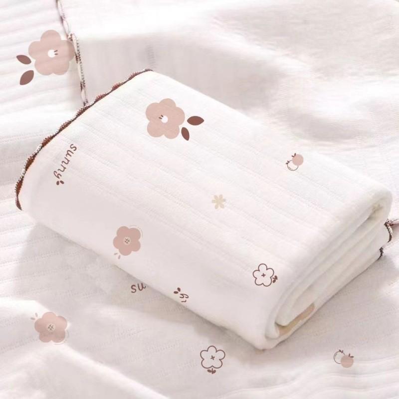 Cotton Muslin Cute Cartoon Printing Baby Swaddle Blanket Soft Breathable Newborn Baby Receiving Blanket For Infant Boys Girls