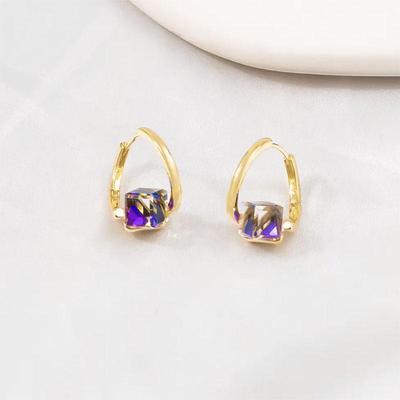 2024 Trendy Blue Crystal Carat Ear Buckles: High-End Fashion Earrings with Unique Design