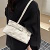 Rivet Belt Buckle Underarm Bag Large Capacity Tote Bag Simple PU LeatherShoulder Bag  Casual Style