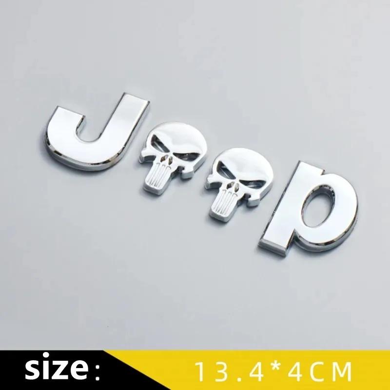 3D Punisher Skull Car Emblem Badge Sticker for Jeep Renegade Grand Cherokee Wrangler Auto Body Exterior Decor Accessories