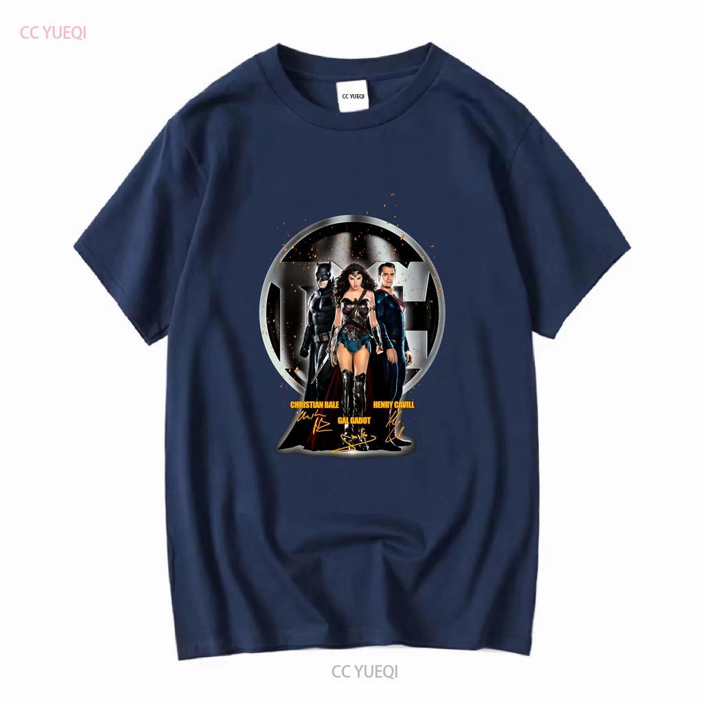 Gal Gadot Henry Cavill Christian Bale Unterschrift T-Shirt lange oder kurze Ärmel vintage gewaschen Grafik Unisex Freizeit