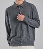 Button Seoul Wool Blend Collared Knit Cardigan (Gray)