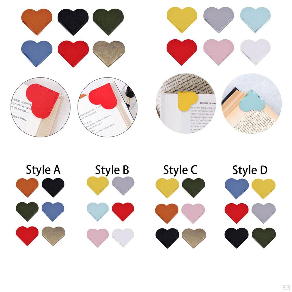 6Pcs Bookmarks PU Leather for Books Birthday Graduation Gift Collectible Craft Supplies