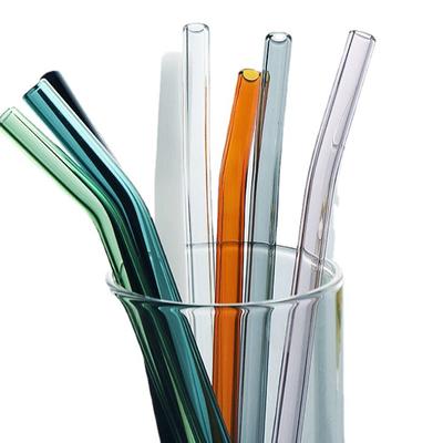 Wiederverwendbarer Home Lving Mehrzweck Bar Party Tumbler Trinkhalm Gerade/ Gebogen Klar Sortierte Farben 8mm 10mm Öko Dickglas Strohhalm Zubehör