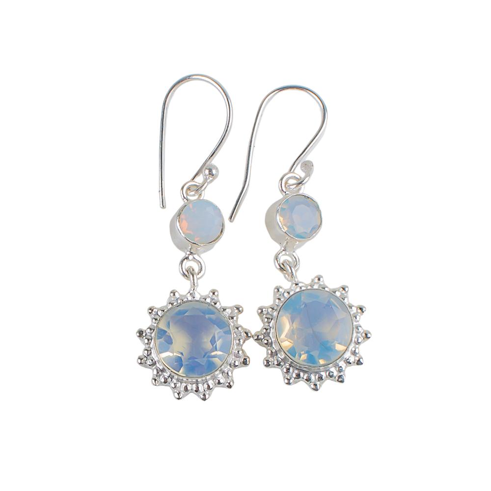 Milky Opal Gemstone 925 Sterling Silver Jewelry Drop/Dangle Women Earrings 1.80" EE-13-15