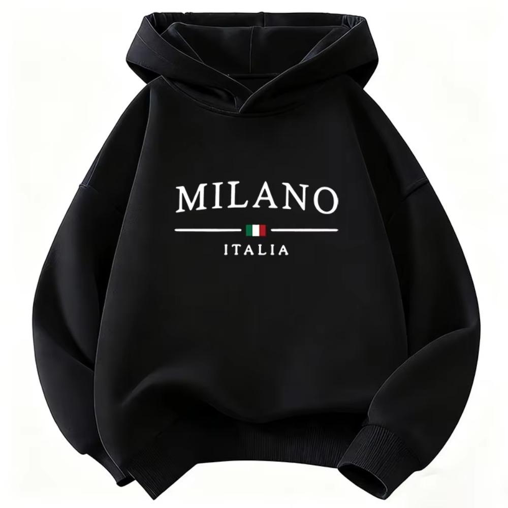 Mode Milano Italien Brief Aufdruck Lustiger Hoodie Kinder Y2k Kinder Sweatshirt Kapuzenpullover Freizeit Kapuzenpullover für Jungen Mädchen Kleidung