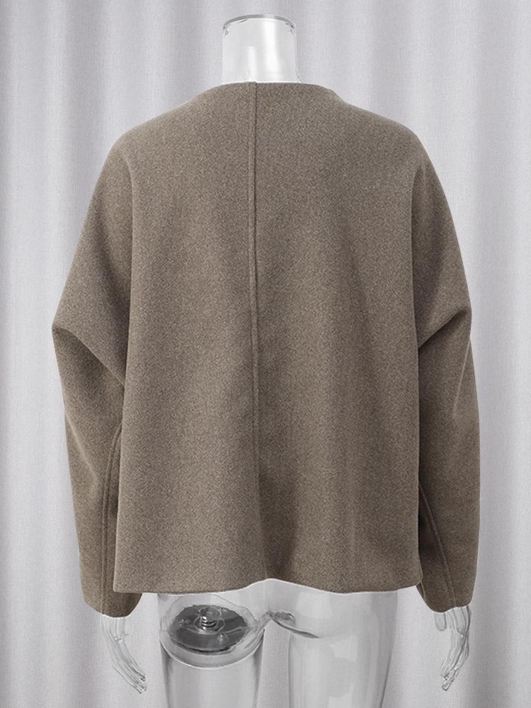 Khaki Wełniany Płaszcz z Szalikiem: Moda europejska i amerykańska