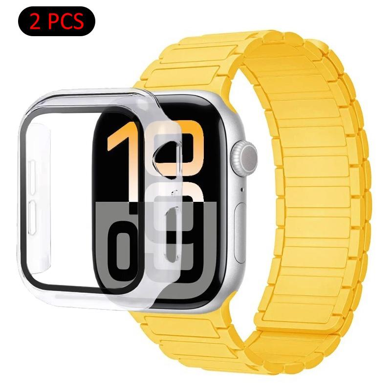Silicone Strap+Case For Apple Watch Ultra 3/2/1 49mm 11 10 46mm 42mm Magnetic Band iWatch 9 8 7 45mm 41mm 6 5 SE 44mm/40mm Cover