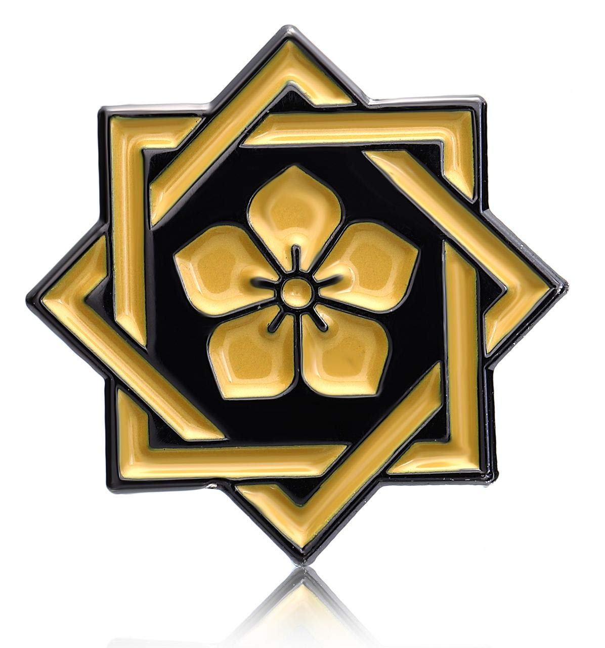 Don Flyee Sakamoto Ryoma Family Crest and Bellflower Crest Pin Badge, Good Luck, Health, and More, Butterfly Clutch, Alloy, Gift, C0034