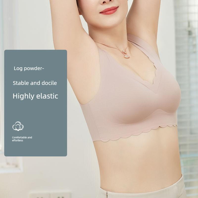 Middle-Aged and Elderly Women s Underwear, Vest-Style Bra for Middle-Aged Women, Wireless Seamless Beauty Back Thin Bra for Summer 2XL, 80KG