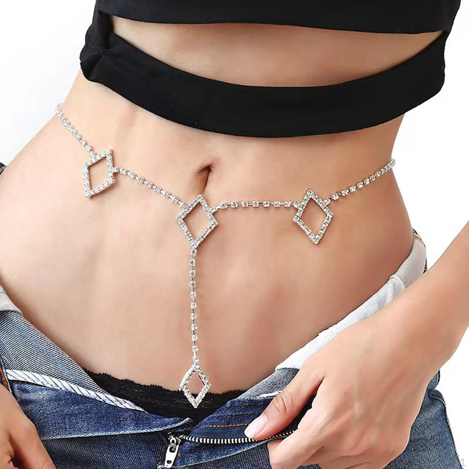 Rhinestone Body Chains Belt Waist Beach Jewelry Festival Belly for Triangle