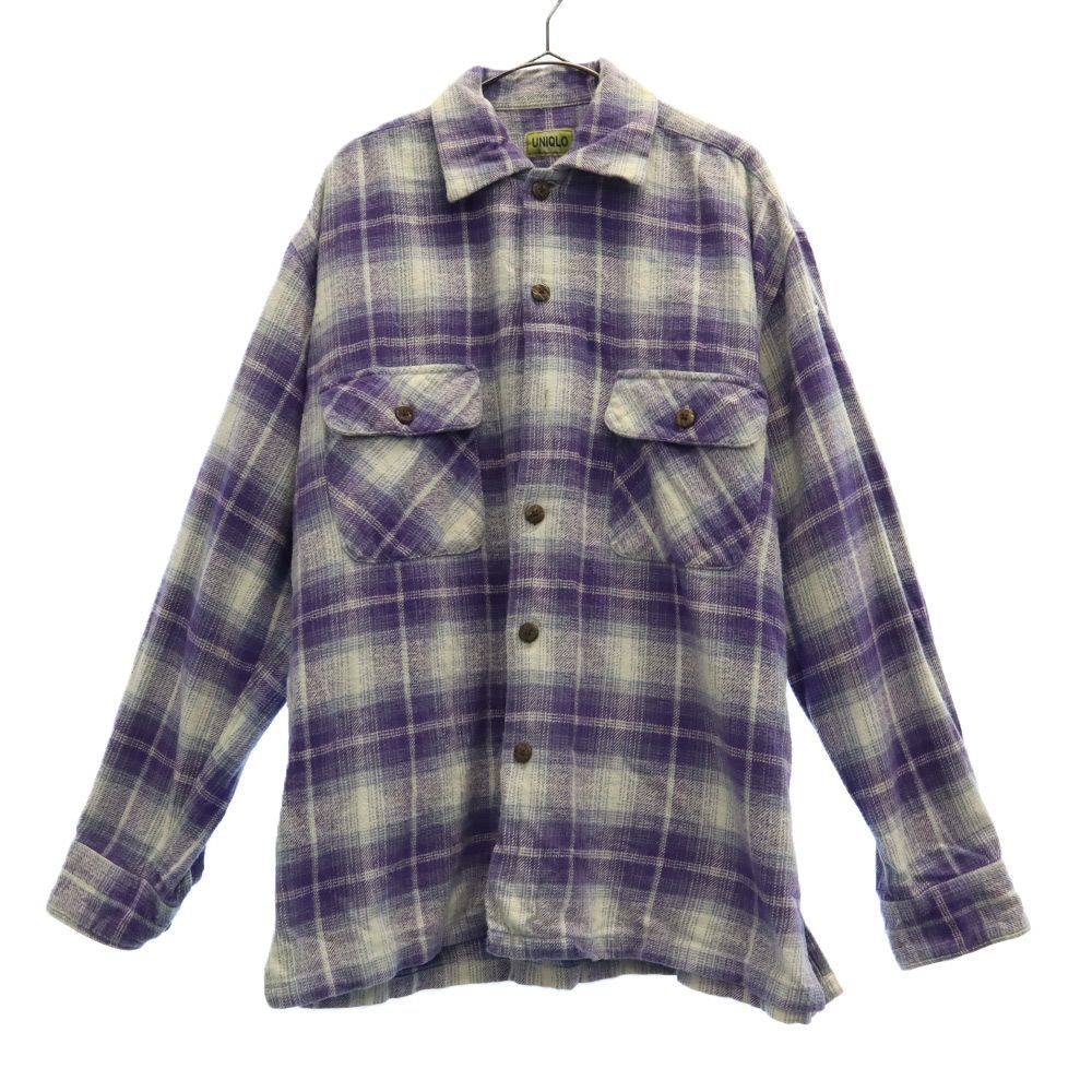 

UNIQLO 90s Old tag Check Pattern Long sleeve Flannel shirt M Purple Men s Used