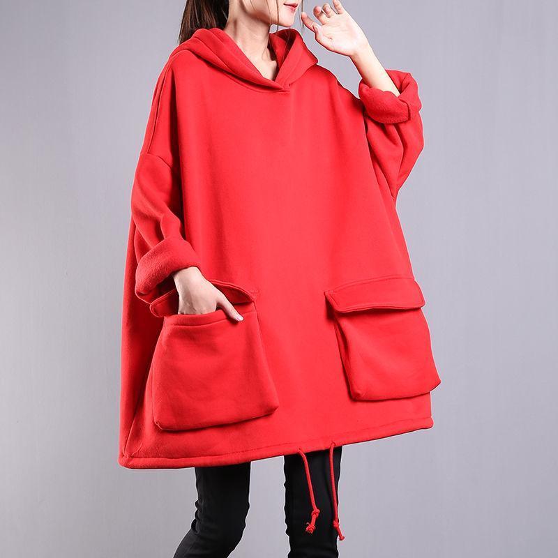 

Женский худи большого размера, оверсайз, толстый плюшевый, с капюшоном, осенне-зимний, теплый, с длинным рукавом, свободный, повседневный, куртка-худи One Size красный
