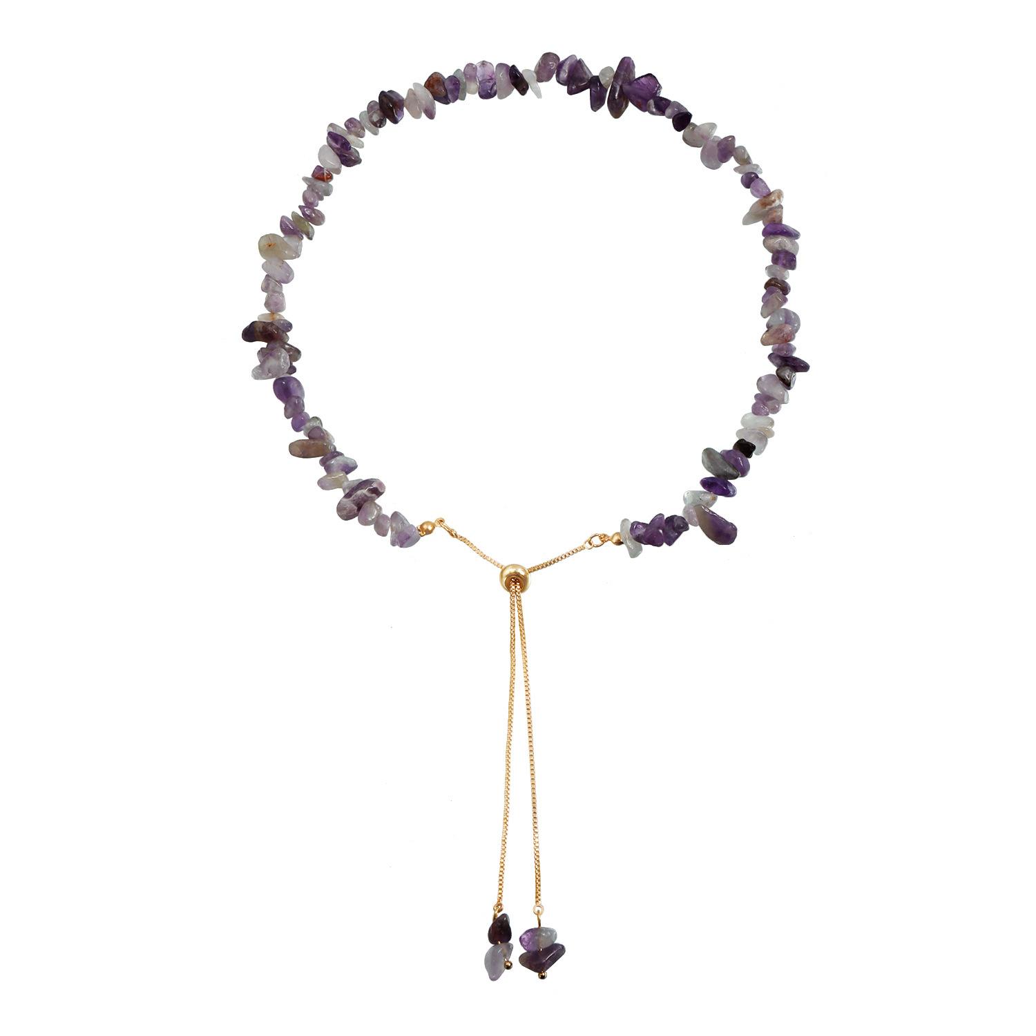 Irregular Stone Purple Charm Bead Necklace Jewelry
