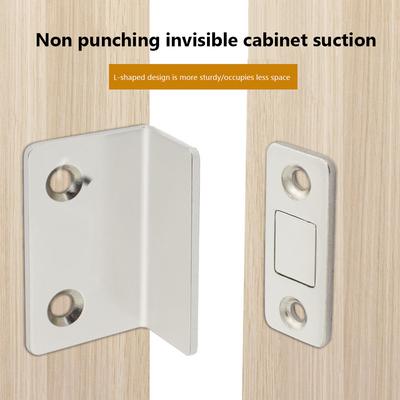 Punch Free Door Stopper Strong Magnetic L-shaped Closet Door Closer Ultra Thin Invisible Anti Collision for Home Improvement
