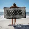 1pc Black and White Paisley Pattern Design 2D Printed Microfiber Beach Towel, Quick Dry Super Absorbent. Great for Beach, Pool