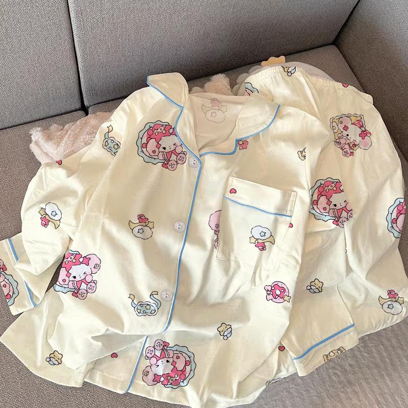 High-Value Bunny Style Cute And Sweet Spring And Autumn Long-Sleeved Pajamas Women'S Loungewear Two-Piece Set