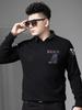 European-Style Fake Two-Piece Sweater for Men, 2025 Autumn and Winter New Trendy Brand Bear Print Round Neck Knitted Base Shirt for Men
