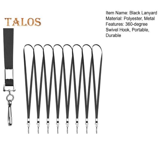 50 Pcs Black Lanyard Bulk Badge Lanyard for Office ID Badges Keys Flat Neck Lanyard with Badge Clip Swivel Hook for Schools Cruise Office Kids