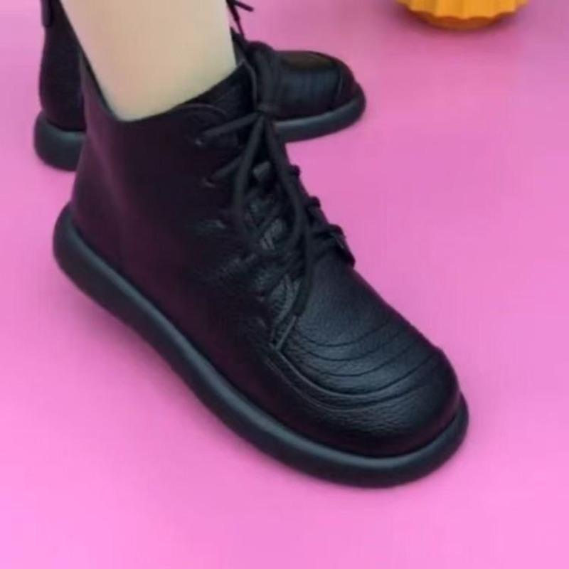 Leisure Shoes with Anti-slip Soft Sole, Thick-fur Winter and Autumn Boots, Flat-bottom Short Boots for Women