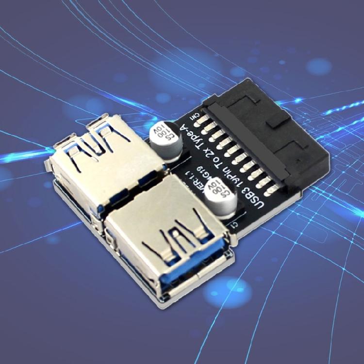 USB3.0 Adapter C Type for Computer Motherboards 19/20PIN To 2 Port USB A Female Port Connection
