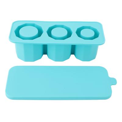 Tumbler Ice Mold Easy Fill Silicone 3 Cavity Hollow Cylinder Ice Ring for Whiskey Cold Drink Lake
