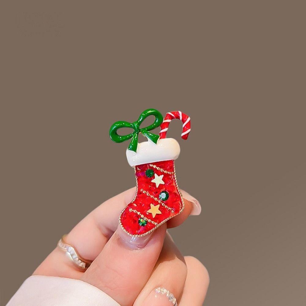 Korean Style Christmas Brooch Snowman Christmas Tree Brooch Cute Enamel Rhinestone Brooches  Girls