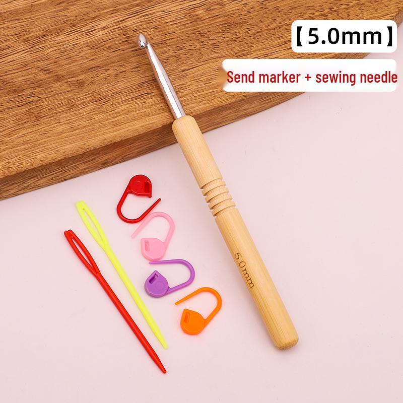 Set croșete din lemn rotunde pentru proiecte cu fir: Pulover, Păpușă, Papuci de casă și Pachet Material Tricotat