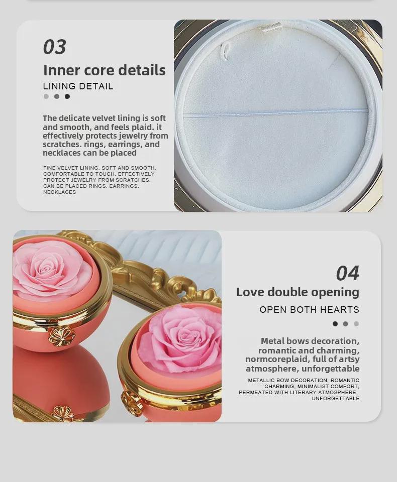 Rotating Rose Gift Box with Necklace and Ring - Valentine's Day Eternal Flower Jewelry Box