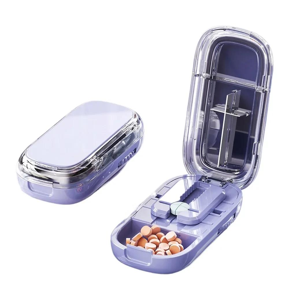 Drug Tablet Quartering Pill Cutter Dustproof Divider Organizer Pill Cutter Storage Box Medicine Pill Cutter