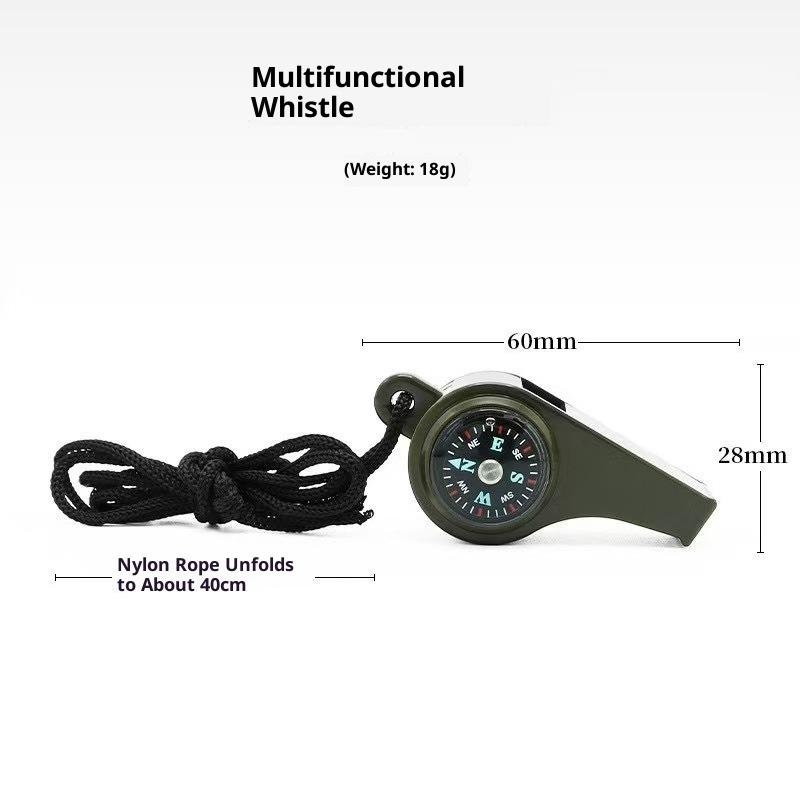 Three In One Multifunctional Outdoor Whistle With Compass Thermometer, Camping And Hiking Emergency Rescue Whistle