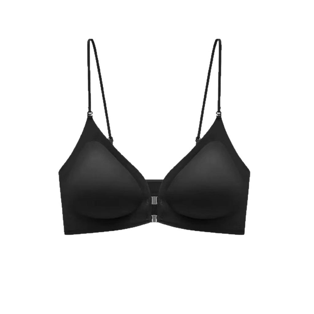 Traceless Liquid Foundation, Thin Shoulder Straps, Front Buckle, Cross Beautiful Back, Sexy Anti-hanging Neck Bra, French Thin Style.