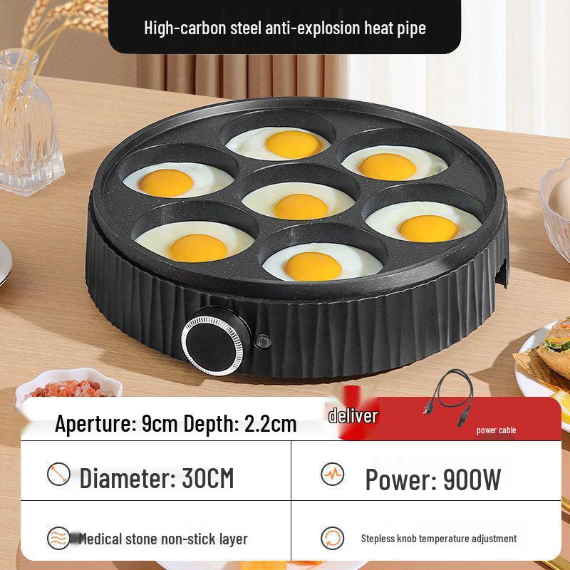 Non-stick 7-Hole Egg Frying Pan for Breakfast and Hamburgers