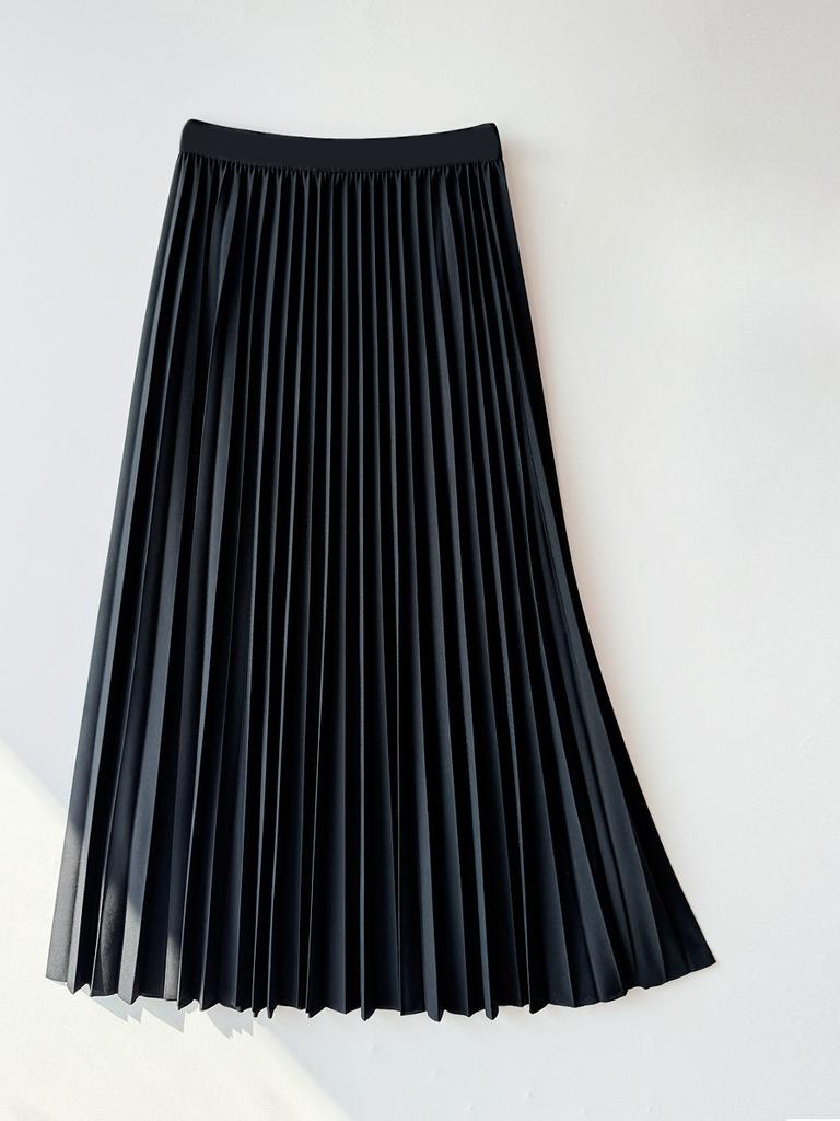 Spring and Autumn Women's Skirt High Waist Slim Pleated Skirt Fashion Versatile Half-body Skirt Draped Long Skirt
